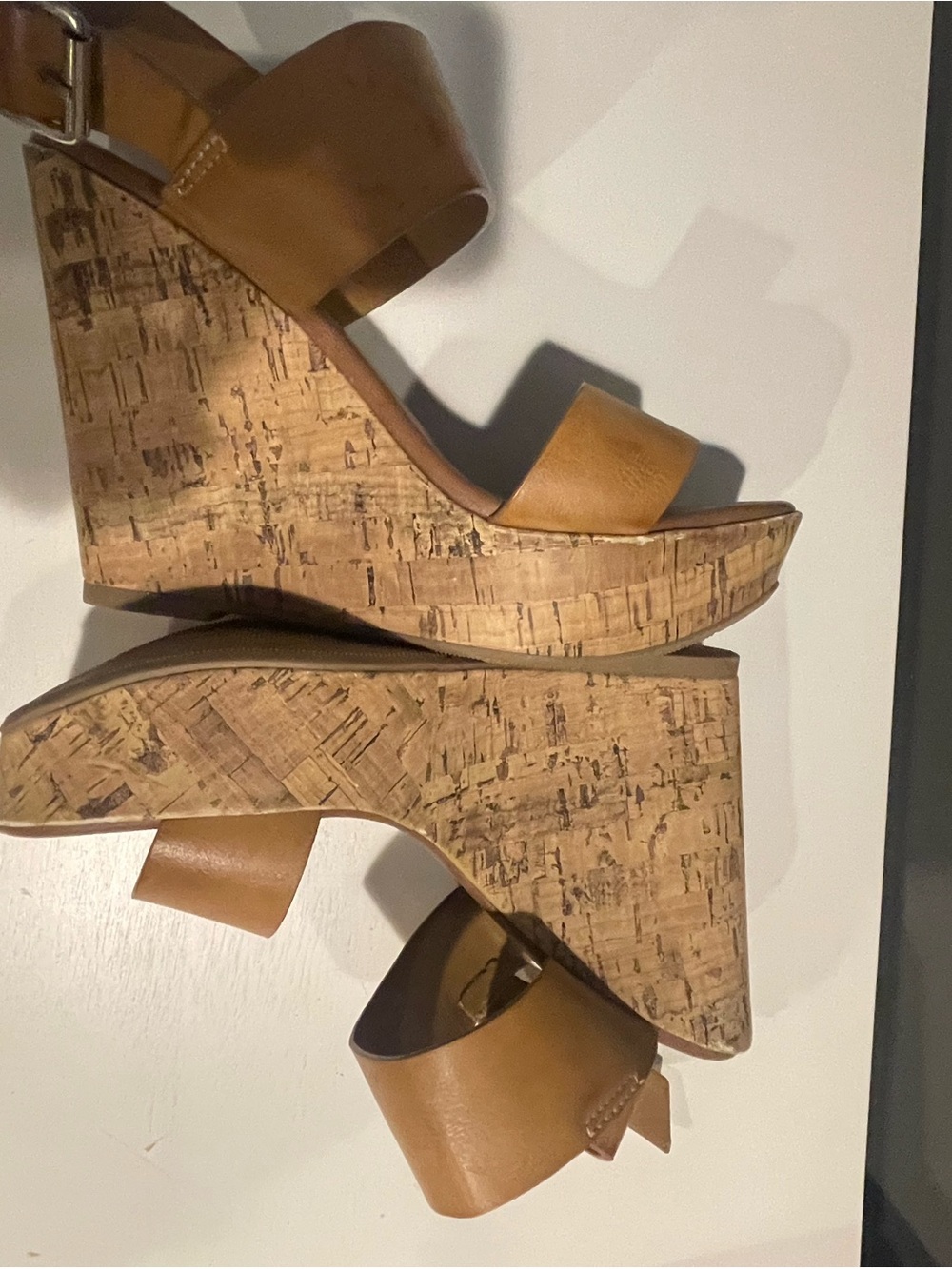 Mossimo Supply Co. Tan Wedge Sandals with Ankle Buckle - Picture 2 of 8